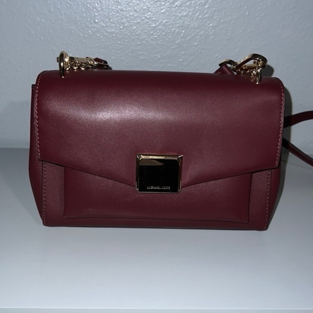 Burgundy Michael Kors CrossBody bag, purse gold hardware - Picture 12 of 14